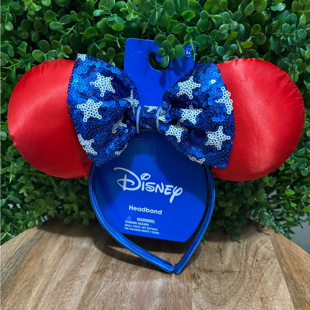 Disney NWT Patriotic Red and Blue Sequin Headband